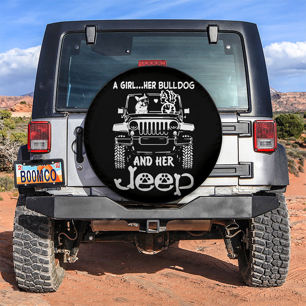 A Girl And Her Bulldog Jeep Car Spare Tire Cover
