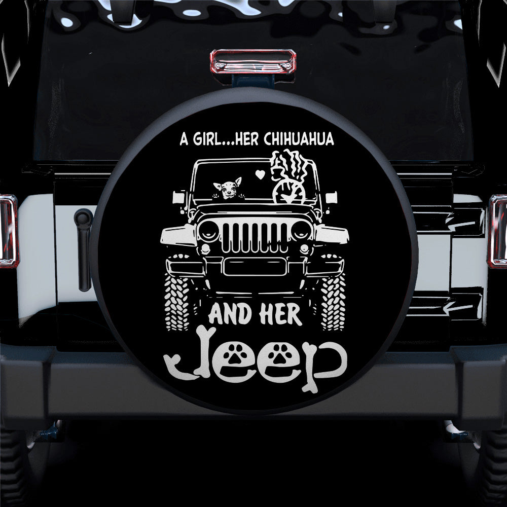 A Girl And Her Chihuahua Jeep Car Spare Tire Cover