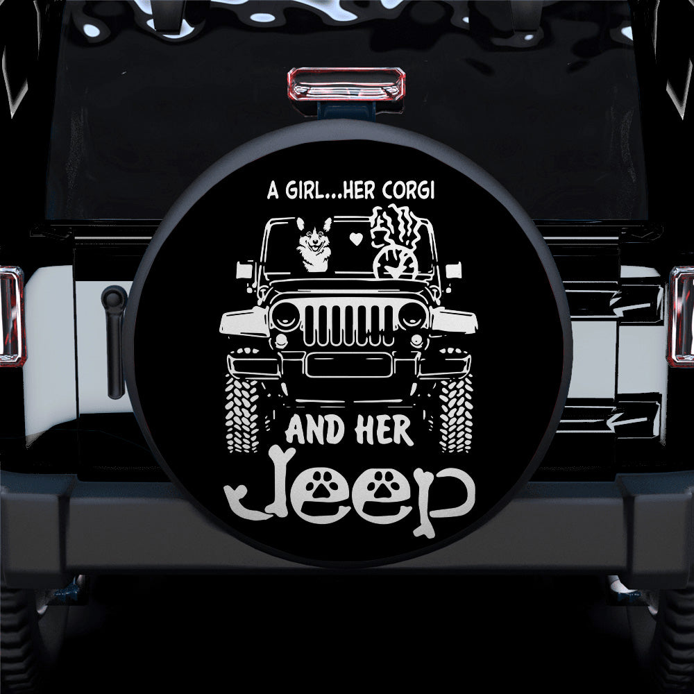 A Girl And Her Corgi Jeep Car Spare Tire Cover