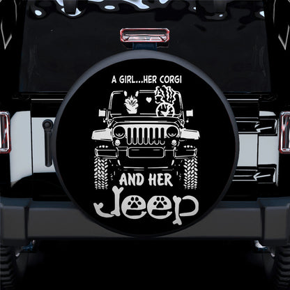 A Girl And Her Corgi Jeep Car Spare Tire Cover