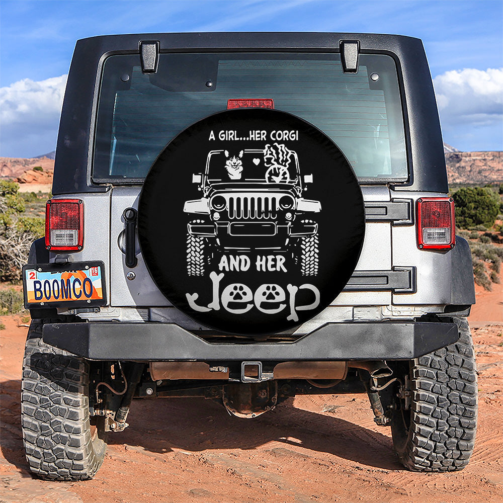 A Girl And Her Corgi Jeep Car Spare Tire Cover