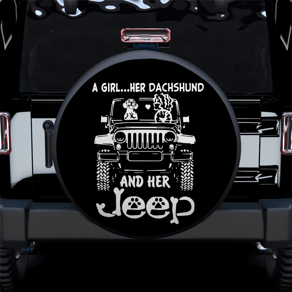 A Girl And Her Dachshund Jeep Car Spare Tire Cover