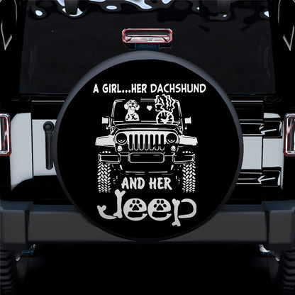 A Girl And Her Dachshund Jeep Car Spare Tire Cover