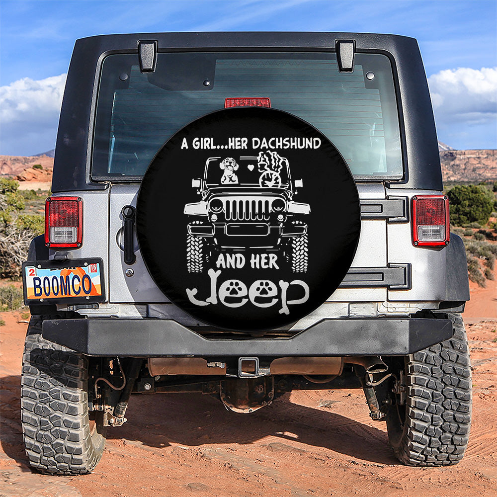 A Girl And Her Dachshund Jeep Car Spare Tire Cover