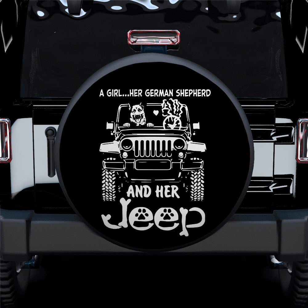 A Girl And Her German Shepherd Jeep Car Spare Tire Cover