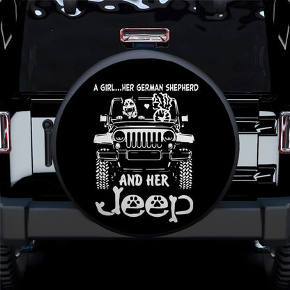 A Girl And Her German Shepherd Jeep Car Spare Tire Cover