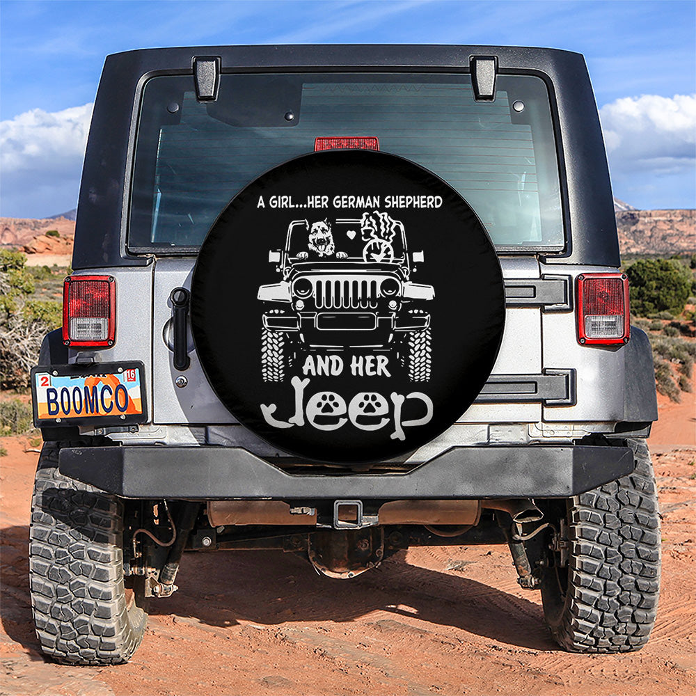 A Girl And Her German Shepherd Jeep Car Spare Tire Cover