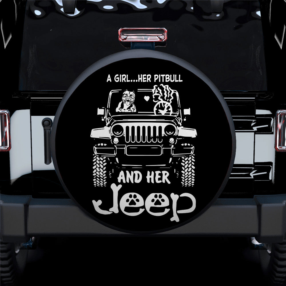 A Girl And Her Pitbull Jeep Car Spare Tire Cover