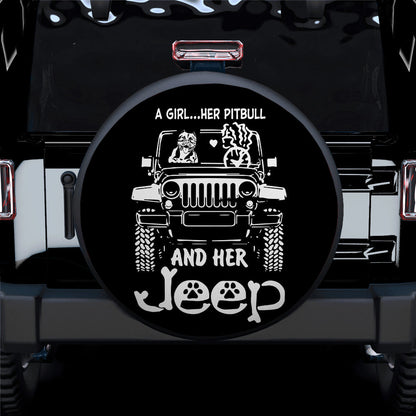 A Girl And Her Pitbull Jeep Car Spare Tire Cover