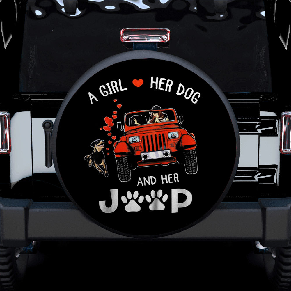 A Girl Love Her Dog And Her Jeep Car Spare Tire Cover