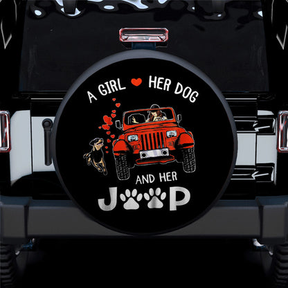 A Girl Love Her Dog And Her Jeep Car Spare Tire Cover