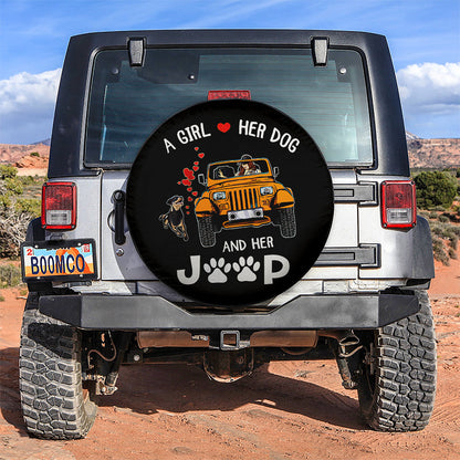 A Girl Love Her Dog And Her Jeep Orange Car Spare Tire Cover