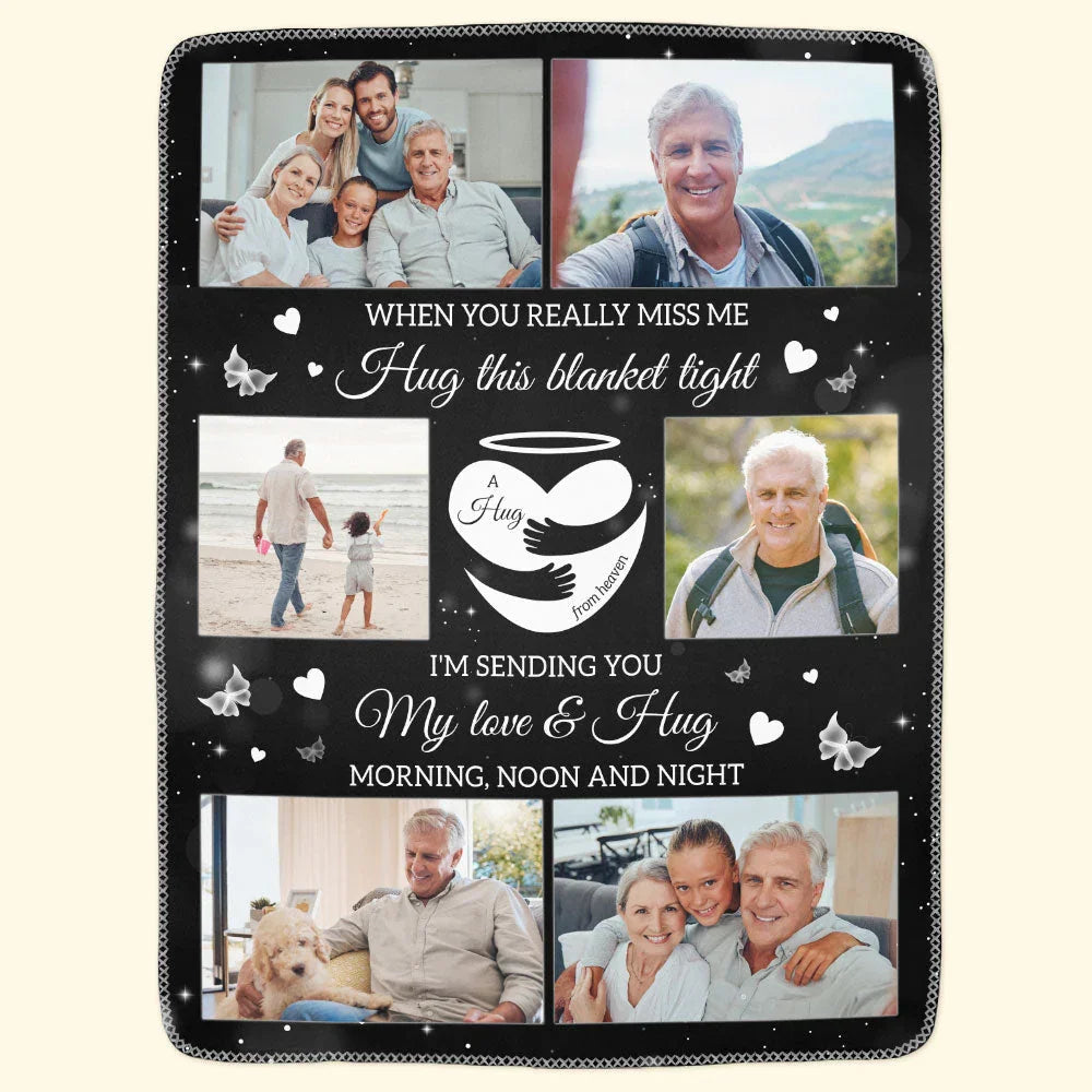 A Hug From Heaven Memorial Gift - Personalized Photo Blanket