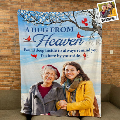 A Hug From Heaven To Remind You I'm Always With You - Personalized Photo Blanket