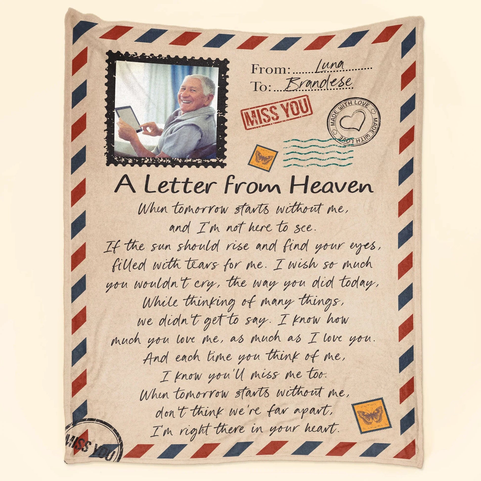 A Letter From Heaven - Personalized Photo Blanket