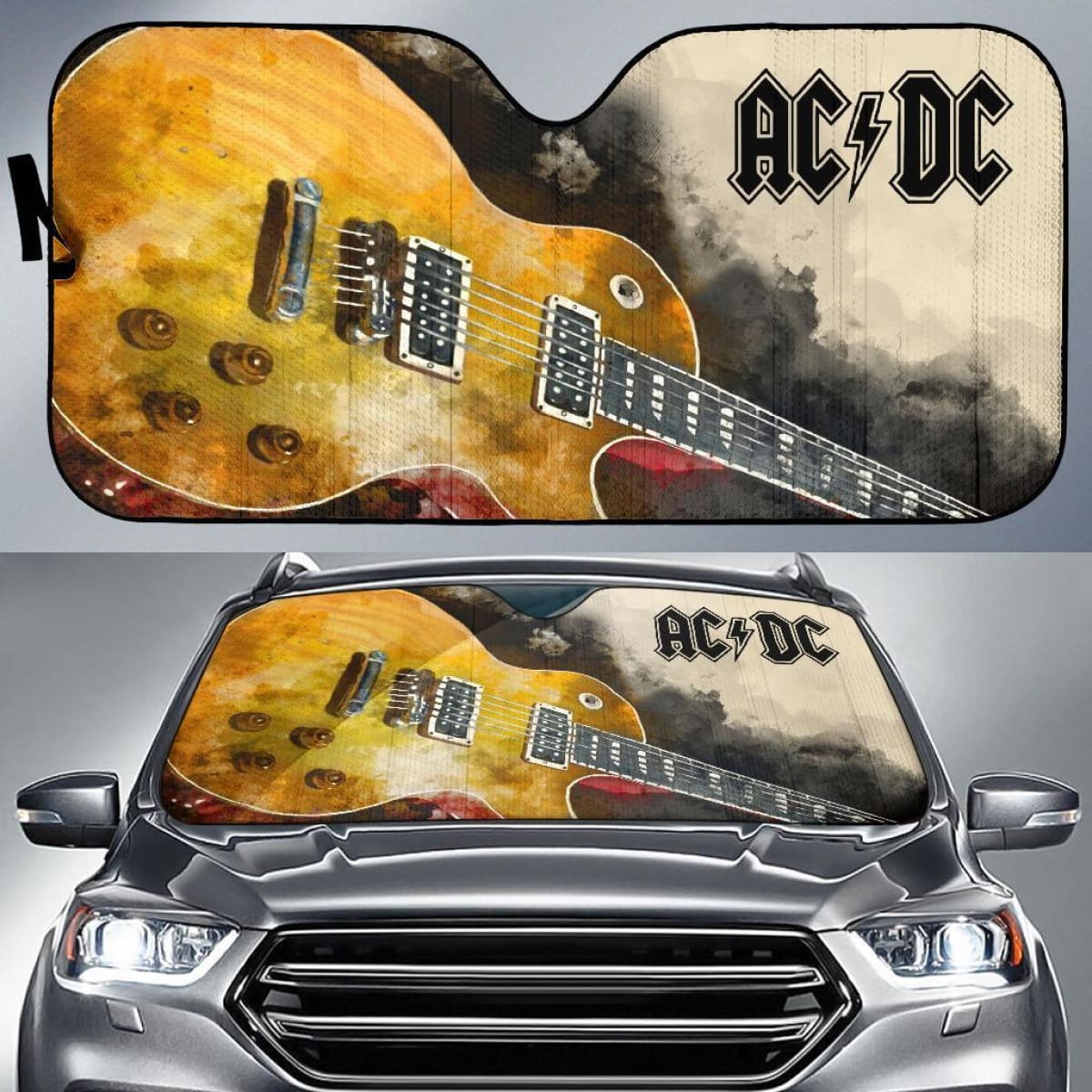 ACDC Car Auto Sun Shade Guitar Rock Band Fan Universal Fit 174503