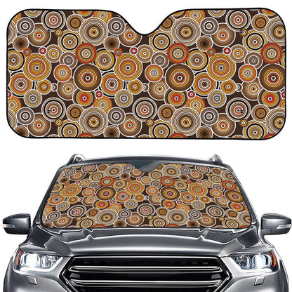 Aboriginal Art Dot Pattern Print Car Windshield Sun Shade