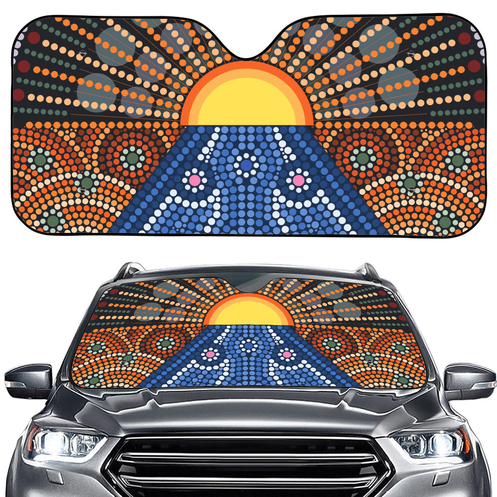 Aboriginal Indigenous Sunset Art Print Car Windshield Sun Shade