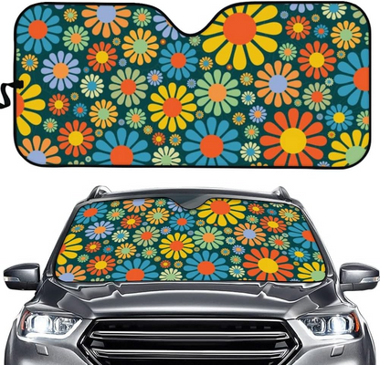 Abstract Hippie Flower Windshield Car Sunshade