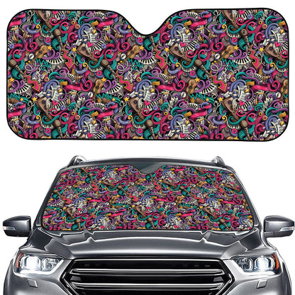 Abstract Music Pattern Print Car Windshield Sun Shade