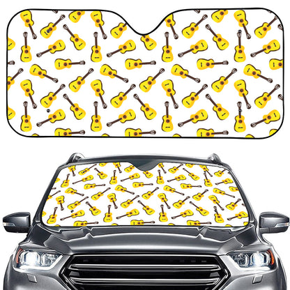 Acoustic Guitar Pattern Print Car Windshield Sun Shade