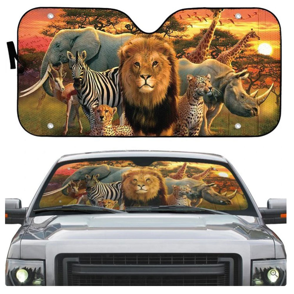African Animals Custom Car Auto Sun Shades Windshield Accessories Decor Gift