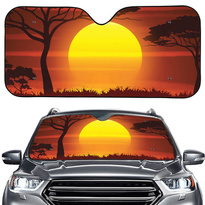 African Savanna Sunset Print Car Windshield Sun Shade