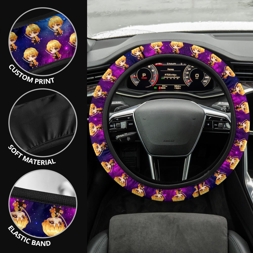 Agatsuma Zenitsu Demon Slayer Anime Premium Custom Car Steering Wheel Cover 1