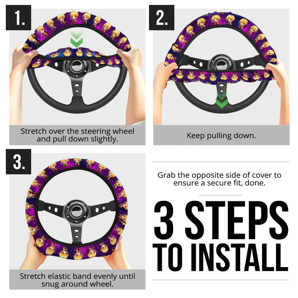 Agatsuma Zenitsu Demon Slayer Anime Premium Custom Car Steering Wheel Cover 1
