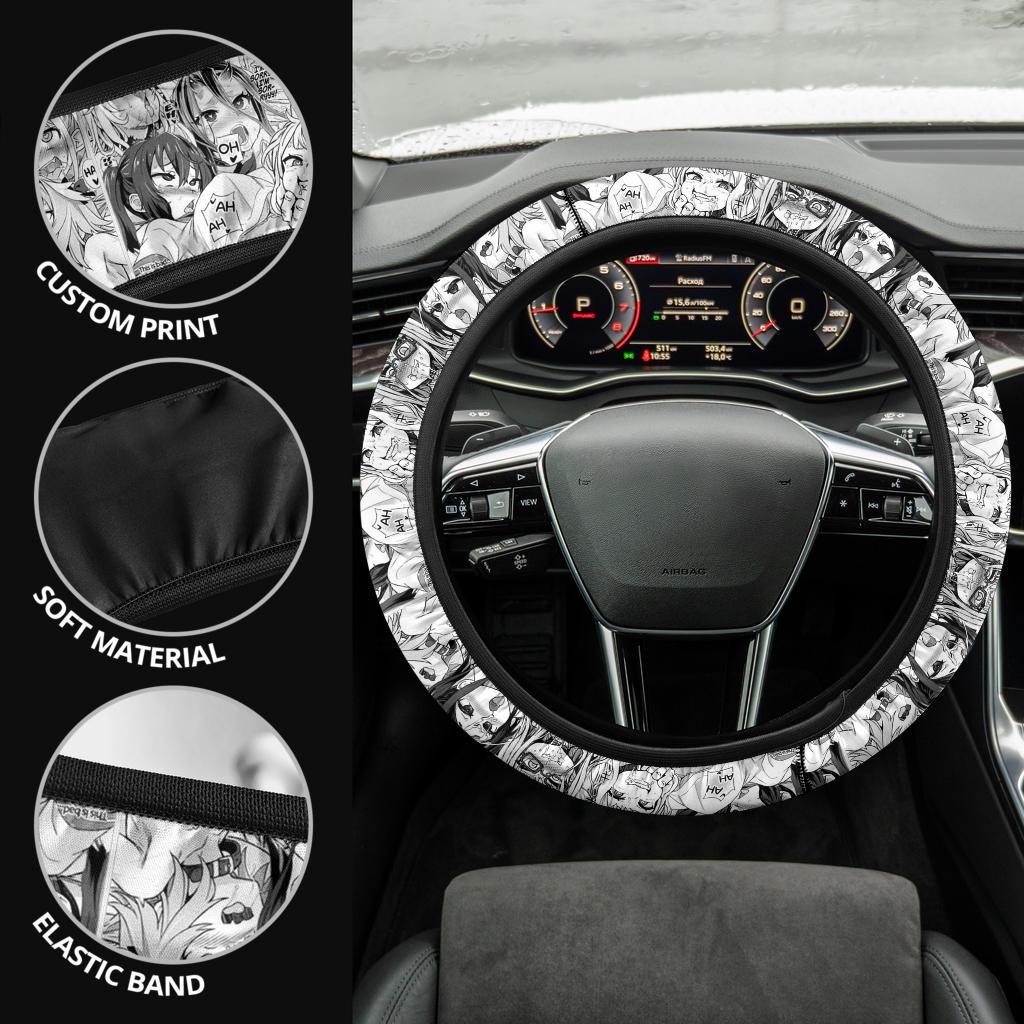 Ahegao Anime Girl Premium Custom Car Steering Wheel Cover