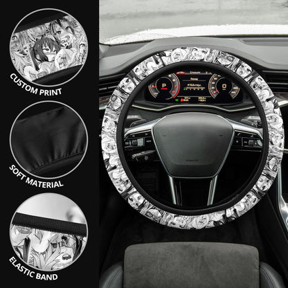 Ahegao Anime Girl Premium Custom Car Steering Wheel Cover