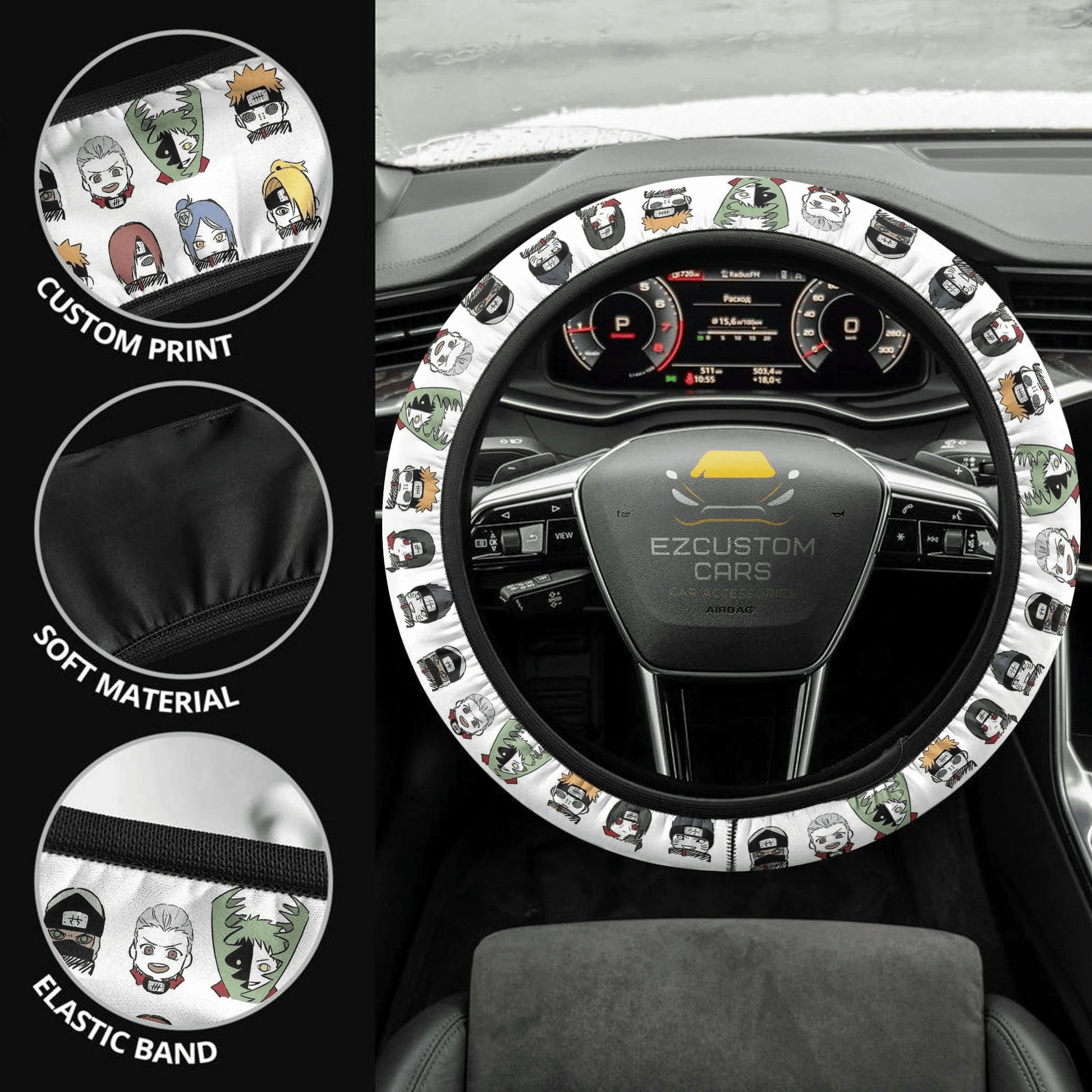 Akatsuki Chibi Naruto Anime Steering Wheel Cover Custom Naruto Anime Car Accessories