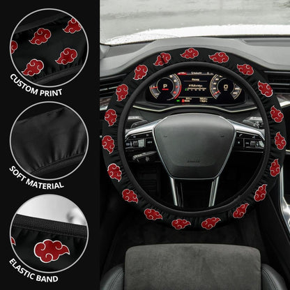 Akatsuki Cloud Anime Steering Wheel Cover Naruto Car Accessories