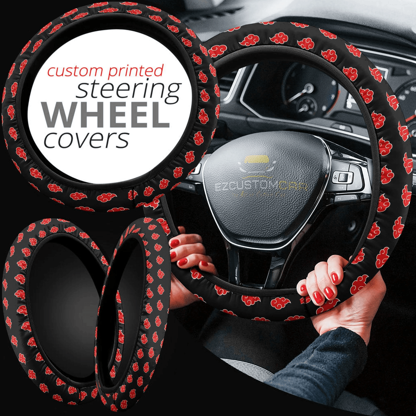 Akatsuki Cloud Pattern Steering Wheel Cover