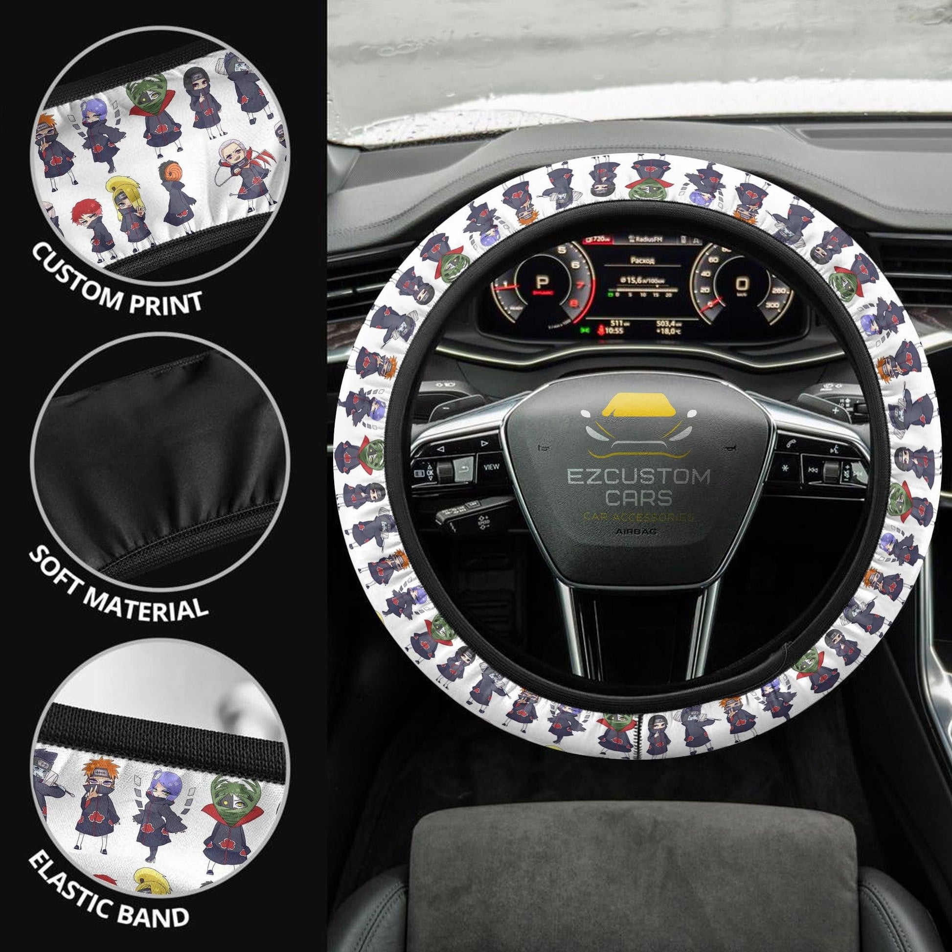 Akatsuki Naruto Anime Steering Wheel Cover Custom Naruto Anime Car Accessories