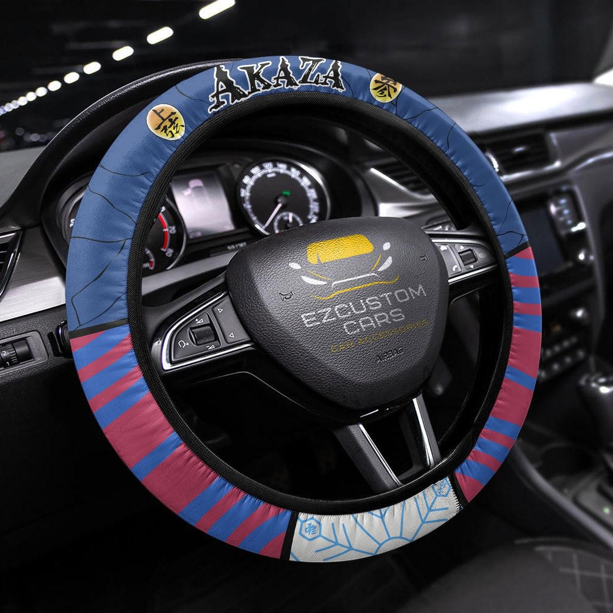 Akaza Anime Steering Wheel Cover Custom Anime Demon Slayer Car Accessories