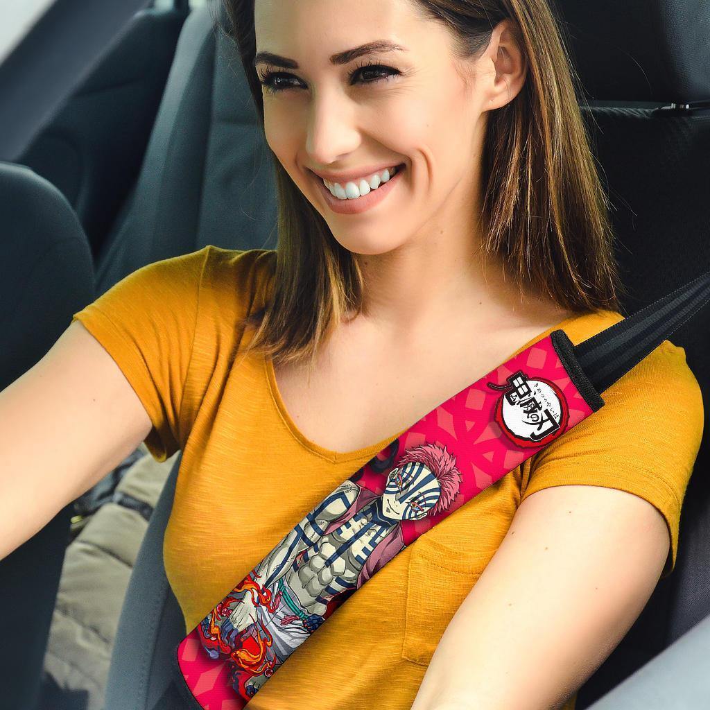 Akaza Demon Slayers Anime Car Seat Belt Cover Custom Car Accessories