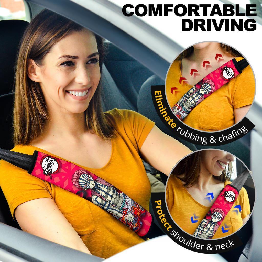 Akaza Demon Slayers Anime Car Seat Belt Cover Custom Car Accessories