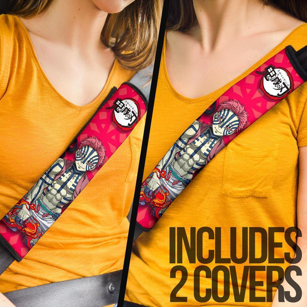 Akaza Demon Slayers Anime Car Seat Belt Cover Custom Car Accessories