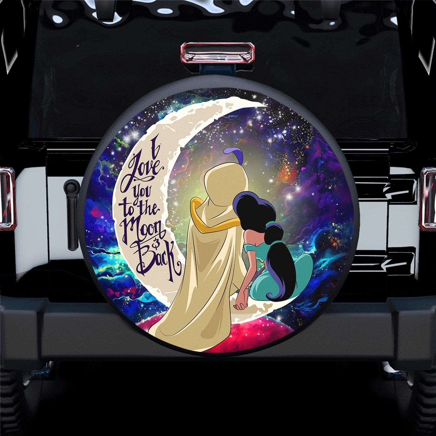 Aladin Couple Love You To The Moon Galaxy Spare Tire Cover