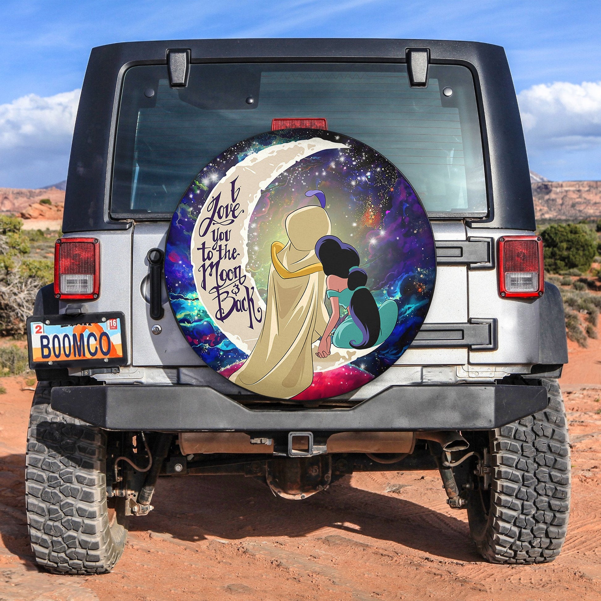 Aladin Couple Love You To The Moon Galaxy Spare Tire Cover
