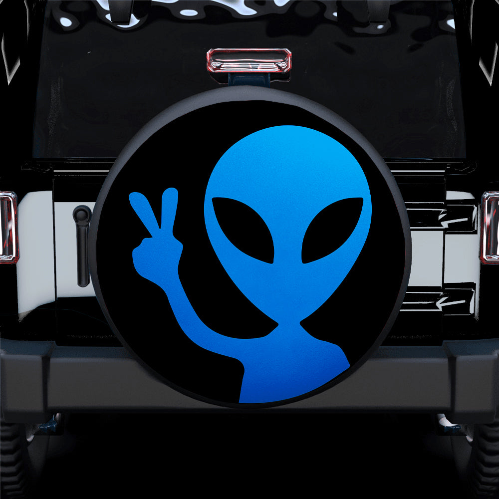 Alien Say Hi Blue Jeep Car Spare Tire Cover