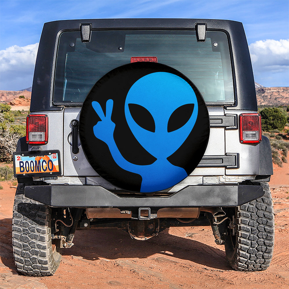 Alien Say Hi Blue Jeep Car Spare Tire Cover