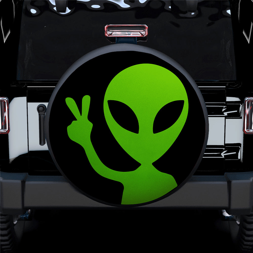 Alien Say Hi Green Jeep Car Spare Tire Cover