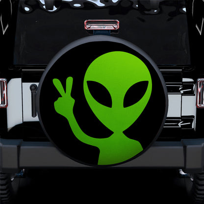 Alien Say Hi Green Jeep Car Spare Tire Cover
