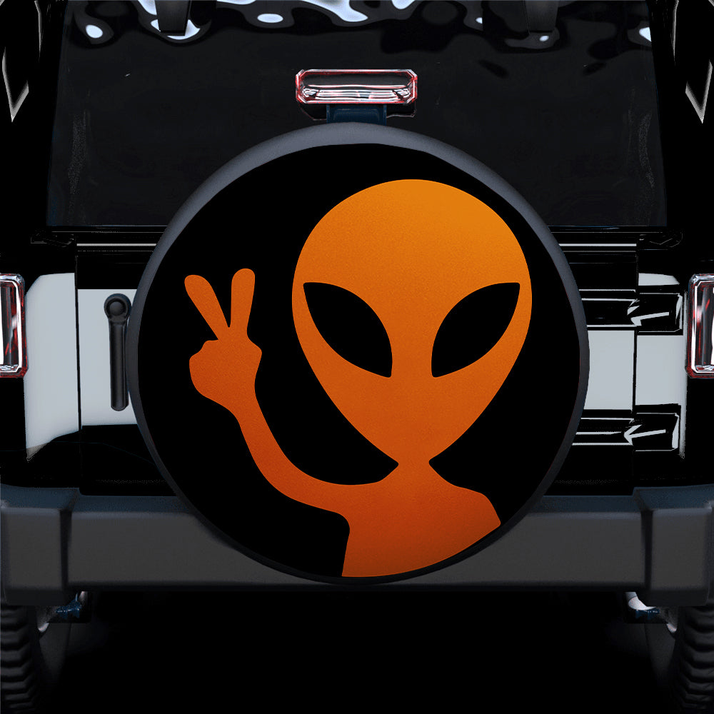 Alien Say Hi Orange Jeep Car Spare Tire Cover