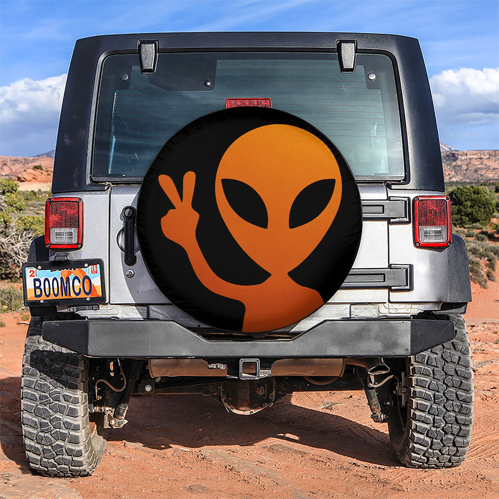 Alien Say Hi Orange Jeep Car Spare Tire Cover
