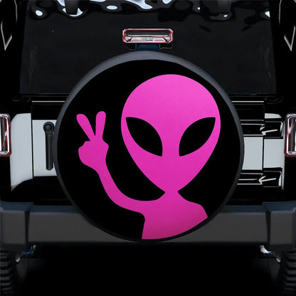 Alien Say Hi Pink Jeep Car Leather Spare Tire Cover - PersonalizedFury