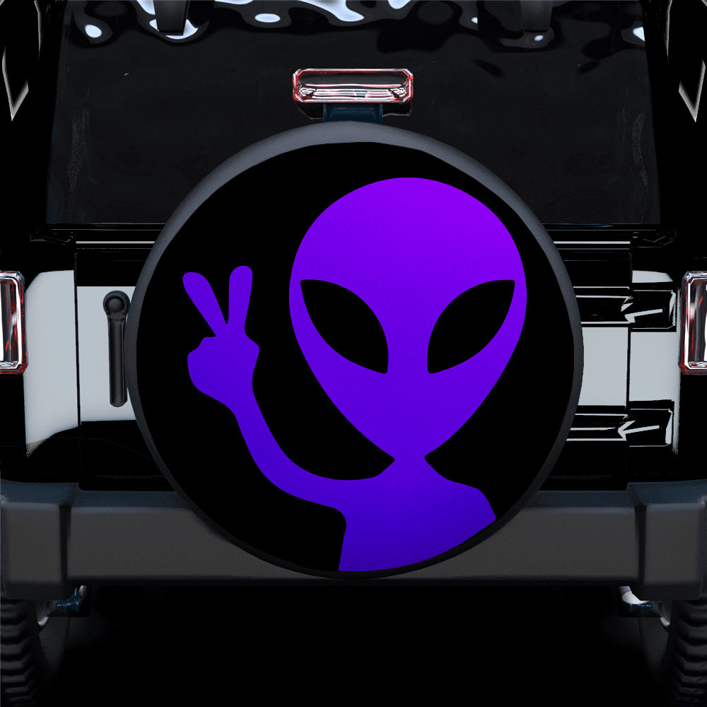 Alien Say Hi Purple Jeep Car Spare Tire Cover