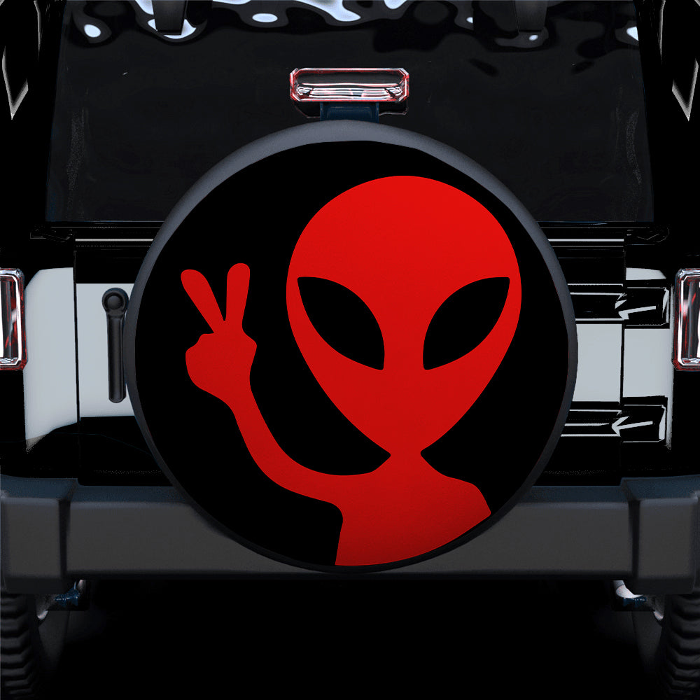 Alien Say Hi Red Jeep Car Spare Tire Cover